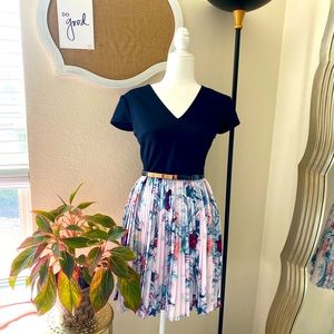 NWOT Ted Baker London Navy & Floral Print Dress
